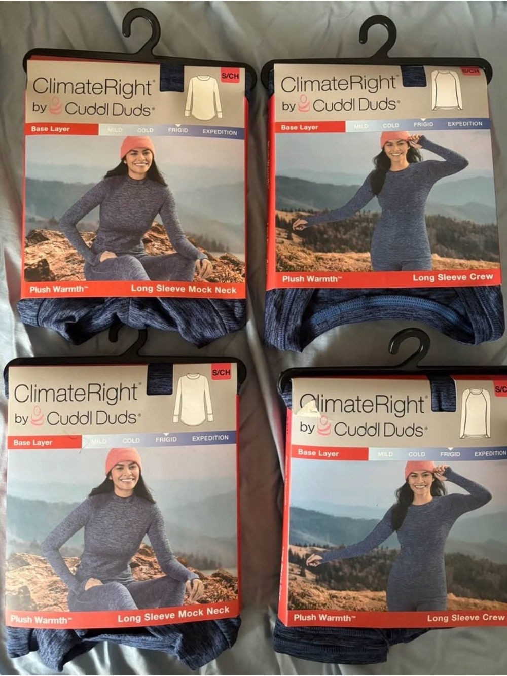 Cuddl Duds Women's Long Sleeve Base Layer Sweater - Heathered Blue
